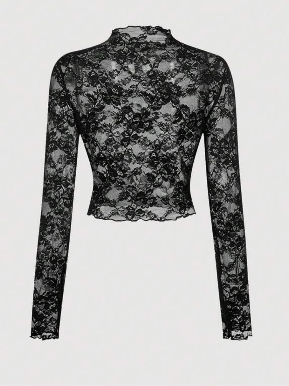 SHEIN lace see through top long sleeve
